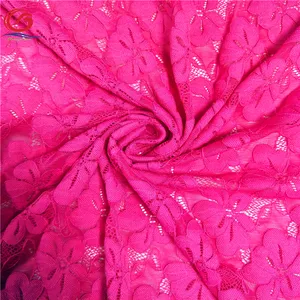 새로운 디자인 나일론 스판덱스 자홍색 라일락 꽃 레이스 패브릭 웨딩 드레스
