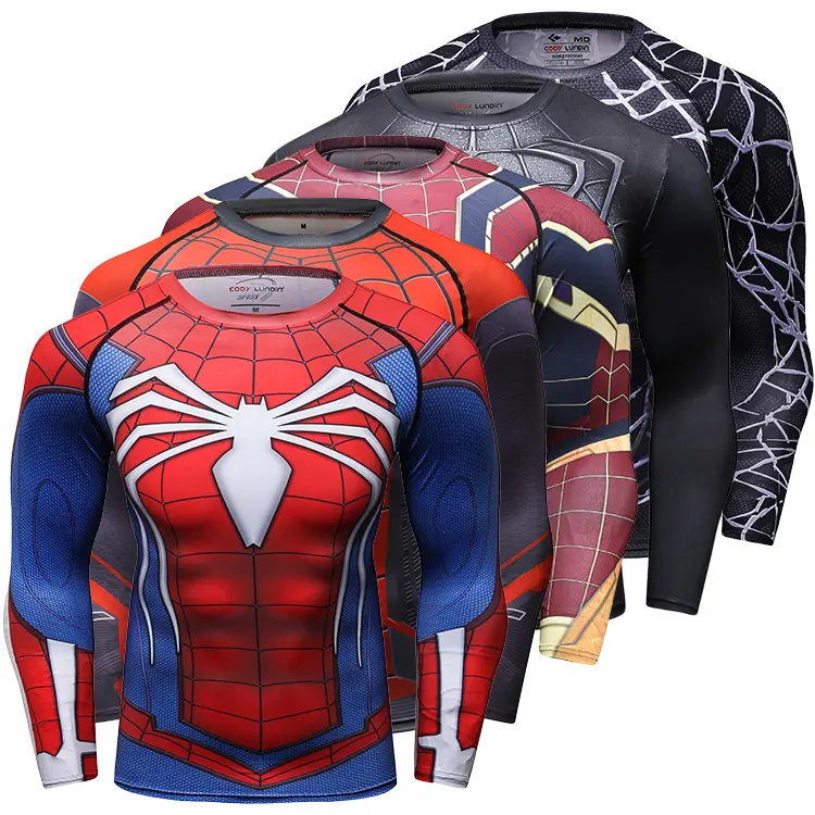 T-shirt manches longues homme, spiderman et super-héros de dessin animé marvel en 3d, livraison gratuite, 2019