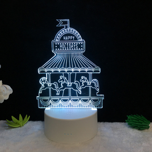 Tưởng tượng <span class=keywords><strong>Carousel</strong></span> Trang Chủ Trang Trí Chiếu Sáng Cáp Phòng Ngủ của Cô Gái Bầu Không Khí Ánh Sáng Ban Đêm 3D <span class=keywords><strong>LED</strong></span> USB Nhiều Màu Đèn Bàn - Product Image 4