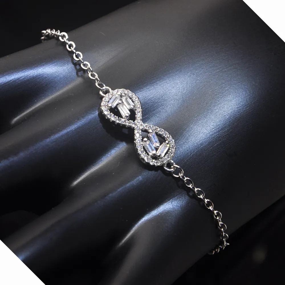 New arrives 925 Sterling Silver stones bracelet infinity logo promise style adjustable length bracelets for gifts jewelry