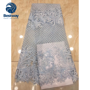 Bestway Broderie Blanc <span class=keywords><strong>Français</strong></span> Sequin Tulle Dentelle Tissu - Product Image 5