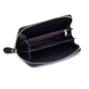 Portafoglio da donna in vera pelle RFID con chiusura a cerniera con nuovo modello di fiore borsa per telefono <span class=keywords><strong>cellulare</strong></span> dipinta a mano lunga borsa pochette - Product Image 5