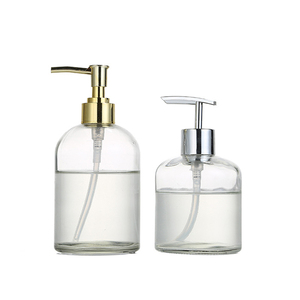 Dispenser di <span class=keywords><strong>Sapone</strong></span> Liquido in <span class=keywords><strong>Vetro</strong></span> Trasparente Ecologico da 15oz con Pompa in Plastica Dorata Ricaricabile per Uso in Hotel e Bagno - Product Image 5