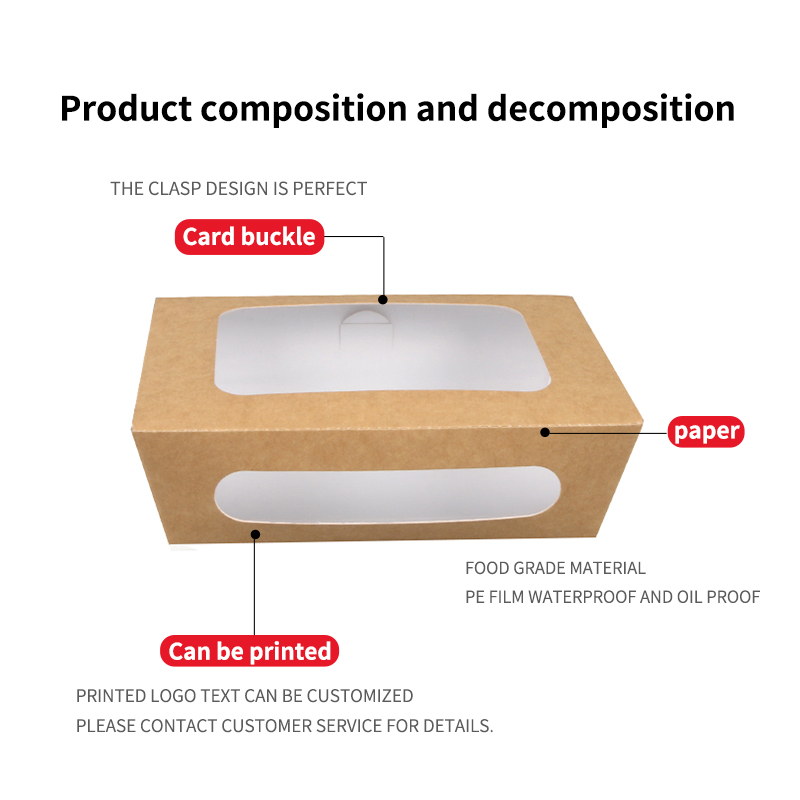 Custom waterproof take away salad packaging paper box with window for sushi
