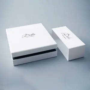 Scatole per imballaggio regalo in carta con logo personalizzato riciclabile di alta qualità in 2 pezzi bianco rigido di lusso personalizzato