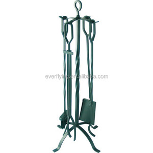 Fireplace Tools Set, Black Cast Iron Fire Place Tool Set with <strong>Log</strong> Holder Fire Pit <strong>Stand</strong>, Tongs, Shovel, Poker, Brush - Product Image 1