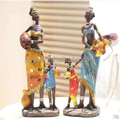 oem morden home decor polyresin afrikaanse zwarte vrouw standbeeld
