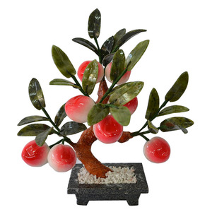 Cây Trang Trí Điêu Khắc Cây Đá Quý Pha Lê Hoa Ngọc Đào Nhỏ Phong Cách Bonsai - Product Image 1