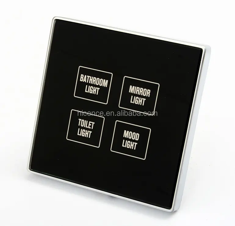 Best Selling Customize LED Black Crystal Glass Touch switch 12~250V 4 gang Touch lamp switch