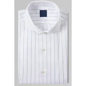 Milano MTM esmoquin blanco azul raya elegante noble vestido fiesta formal manga larga hombres Camisa ajustada