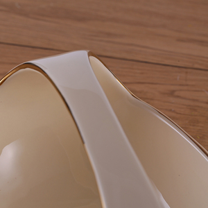 Bol en céramique de couleur crème et or avec poignée, bol à fruits en <span class=keywords><strong>porcelaine</strong></span>, panier à fleurs avec décoration florale - Product Image 5