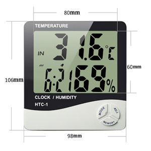 Termómetro <span class=keywords><strong>Digital</strong></span> C/F para interiores, higrómetro, medidor de temperatura y humedad, HTC-1 de reloj para estación meteorológica doméstica, multifunción - Product Image 4