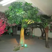 Arbre à d'argent pachiira, 1.5 mètres, 3 mètres, plantes artificielles à feuillage ornementale, grandes plantes d'extérieur en fibre de verre verte, Q082245