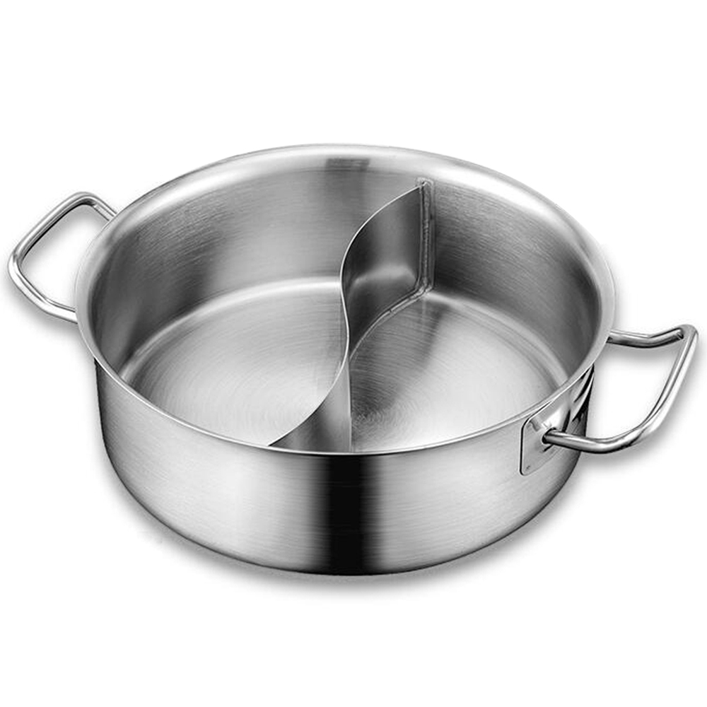 High Quality Thick 2 Partition Modern Stainless Steel Induction Cooker Compatible Dishwasher Safe Soup Stock Pot Pot Cover