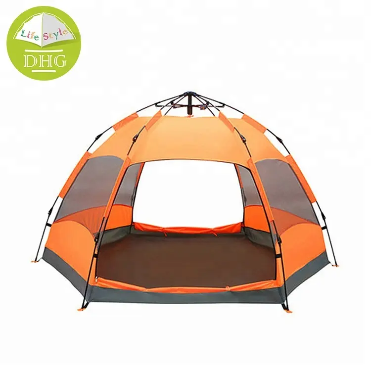 Tenda de acampamento para família, portátil, instantâneo, automático, hexágono 4 pessoas, pop up, tenda para acampamento