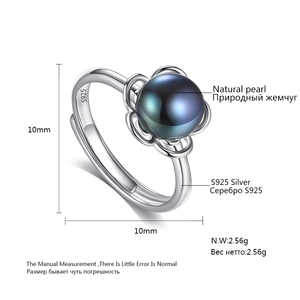 PAG&MAG Nuovi Arrivi Anello Elegante con Design a Rosa in Argento con Perla d'Acqua Dolce Grigia e Nera Gioielli per Donne Fidanzamento - Product Image 2