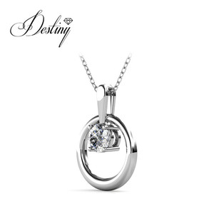שרשרת תליון אופנה סיטונאית משובץ גבישי swarovski קלאסי שרשרת 925 כסף סטרלינג - Product Image 2