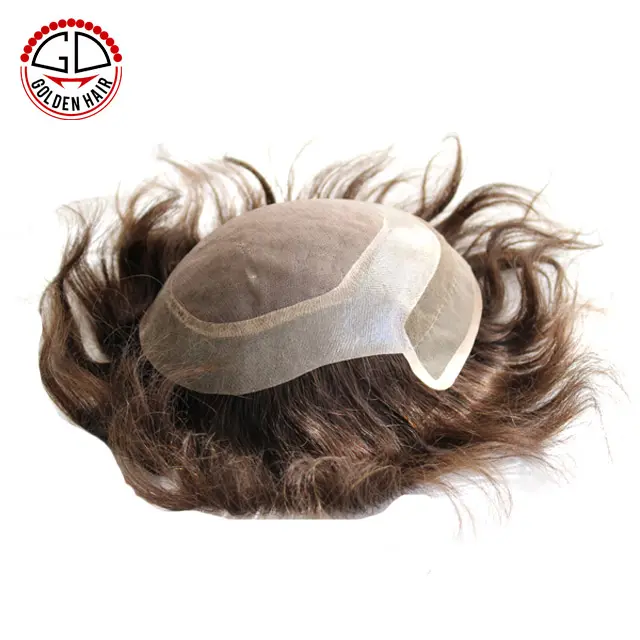 Durable Design Mono With PU Around And Lace In The Front Top Men's Toupee