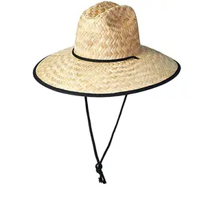 Sombrero de paja de ala ancha con logotipo personalizado, barato, venta al por mayor, sombrero a prueba de sol