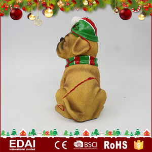 2017 Incroyable détails décoration de vacances coloré chien polyresin figurine avec De Noël chapeau décoration - Product Image 4