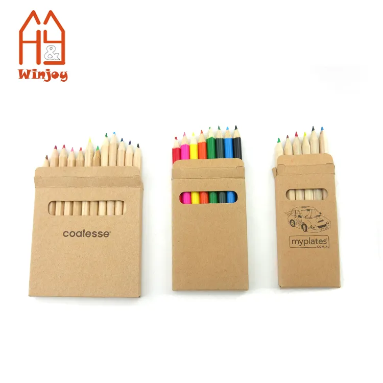 3.5 Inch manufacturers selling 6 color lead into the kraft paper box mini color pencil