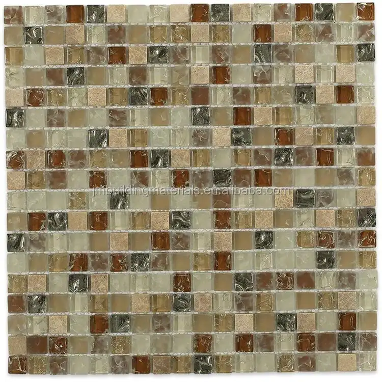 beige ice crackle crystal mix stone mosaic tile