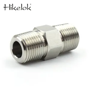 Hikelok316ステンレス鋼六角ニップル3/8 "2インチ真ちゅう六角ニップル3900〜1100 PsignNPT高圧パイプ継手Swagelok