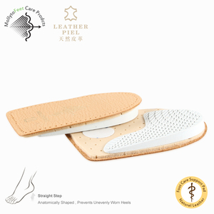 Corrective genuine leather support heel cushion insole with rubber for bowlegged - Product Image 3