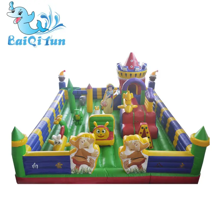 New design Snow White theme Inflatable bouncy castle playground fun city
