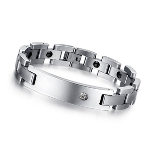Braccialetto magnetico dell'ematite degli uomini di colore argento dell'acciaio inossidabile 316L all'ingrosso della fabbrica di Guangzhou - Product Image 2