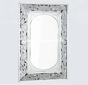 Salón de belleza espejo enmarcado grande decorativo italiano veneciano espejo de pared con Flora grabado