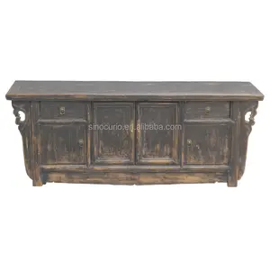 Madera antigua muebles shabby chic negro gabinete TV