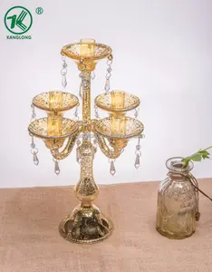 High Quality Mercury Gold Glass Candelabra For Home & Wedding Decor
