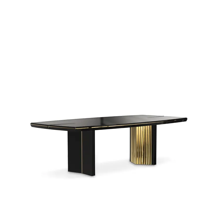 ダイニングテーブル新しいデザインクラシック金属真鍮木製アンティークテーブル