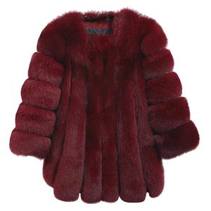 Vestes d'hiver en fourrure de Faux renard, couleur bordeaux, mode de haute qualité, manteaux pour femmes, collection <span class=keywords><strong>2019</strong></span> - Product Image 1