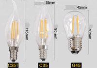 Ampoule LED à filament A55 C35, lampe rétro en verre, OEM, 60W, LED AC 80, ampoules 2W 4W 6W 8W E27 3000K blanc chaud, entrepôt COB, 2 ans de garantie
