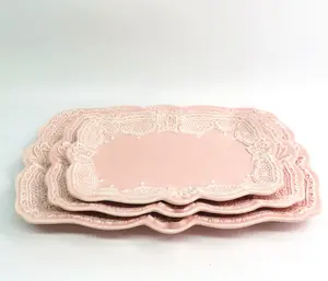 The Pioneer butterfly Lace embossed pink Dinnerware snack dishes