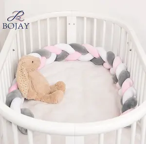 Wholesale choice playpen-Bojay Baby Crib Bumper Knotted Braided velvet Nursery Protection Safe Bumper 2M,3M or 4M for your choice