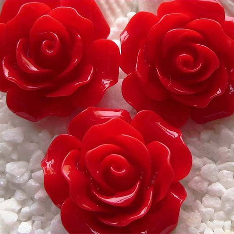 Bán Buôn Đẹp Phẳng Trở Lại Nhựa Red Rose Flower Hình Dạng Nút
