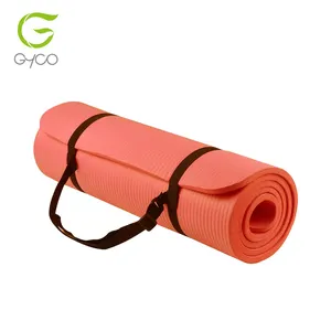 Tapete eco friendly nbr yoga tapete de fitness em gel, tapete grosso para viagem com alça