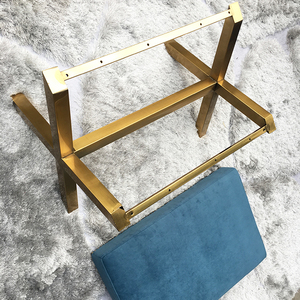 Blauwe Spons Comfortabele Voet Stap Kruk Moderne Leisure Voeten Poef 201 Geborsteld Roestvrij Staal Zachte Gewatteerde Stoel Kruk - Product Image 2