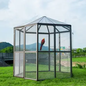 屋外アルミニウム六角形鳥鳥小屋大型金属鳥の家