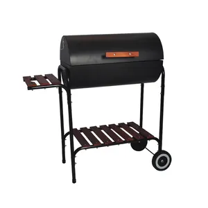 Serj barril e barril de carvão quadrado, rack para churrasco ao ar livre, grelha de churrasco da alemanha, metal com rodas