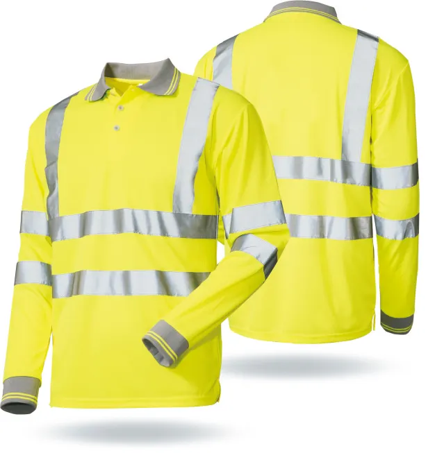 EN471 High Visibility Yellow Dry Fit Reflective Long Sleeve Safety Polo Shirts