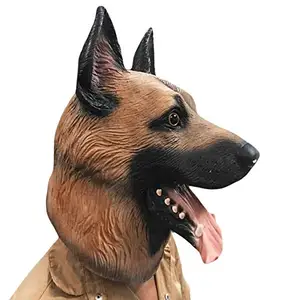 ダンスコスチュームヒップホップセクシーファンシーマンドレスハロウィンパーティー動物ラテックス犬ヘッドマスク