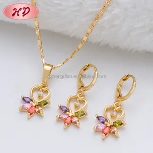 2018 New arrival wedding fashion Jewelerry wholesale custom necklace artificial women's 18K gold plated jewellery sets