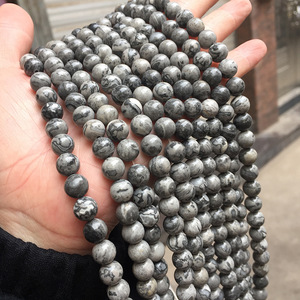 Cuentas de piedras preciosas de mapa natural especiales al por mayor sueltas pulidas gris 6-12mm tamaños para pulsera/Collar DIY - Product Image 5