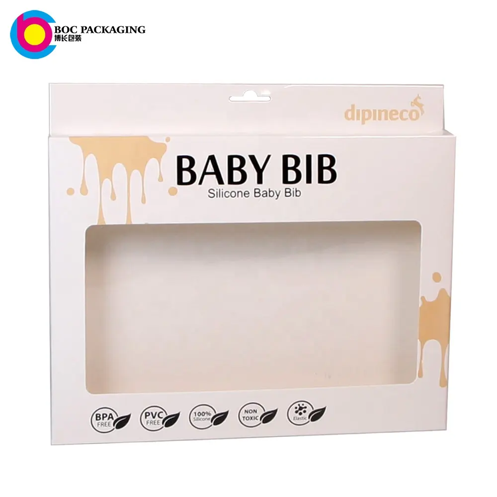 कस्टम मेड बेबी बिब खिड़की पैकेजिंग बॉक्स