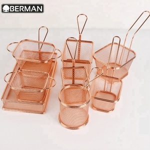 Porta Papas Fritas <span class=keywords><strong>de</strong></span> Papel Color Oro Rosa para <span class=keywords><strong>Restaurante</strong></span> <span class=keywords><strong>de</strong></span> <span class=keywords><strong>Comida</strong></span> Rápida, Cesta para Papas Fritas <span class=keywords><strong>de</strong></span> Acero Inoxidable - Product Image 1