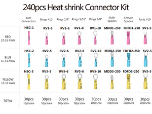 Mqwt — jeu de connecteurs épissure et broche, 250 pièces, Kit de bornes à bout thermorétractable, avec boîte - Product Image 3